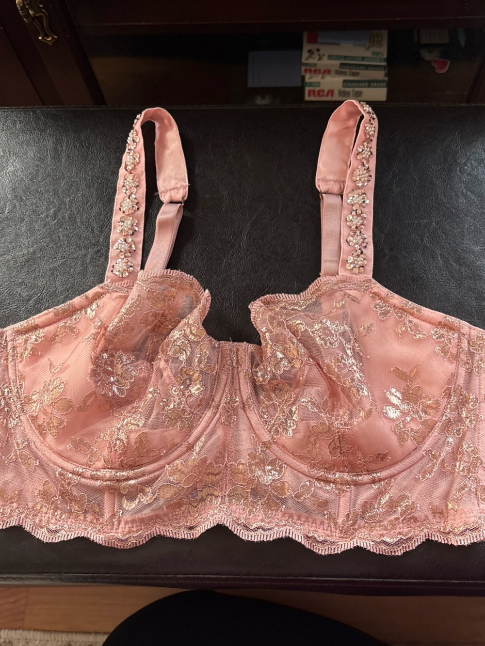 Victorias Secret Delicate Pink Lace Embroidered Bra